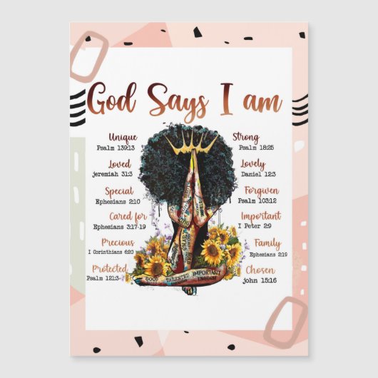 神は私は黒いクリスチャン女性メラニンSistaであると言う マグネット招待状 (正面)