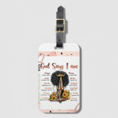 神は私は黒いクリスチャン女性メラニンSistaであると言う ラゲッジタグ (正面縦)