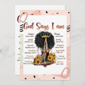 神は私は黒いクリスチャン女性メラニンSistaであると言う 招待状 (正面/裏面)