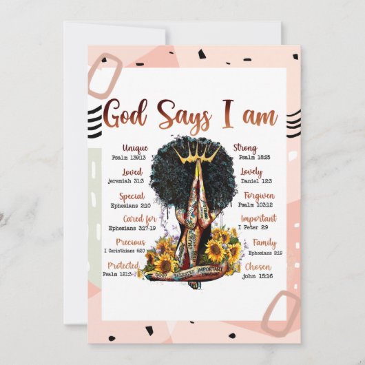 神は私は黒いクリスチャン女性メラニンSistaであると言う 招待状 (正面)