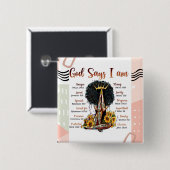 神は私は黒いクリスチャン女性メラニンSistaであると言う 缶バッジ (正面&裏面)