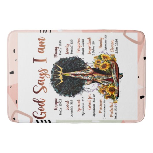 神は私は黒いクリスチャン女性Sistaメラニンであると言う バスマット (正面)