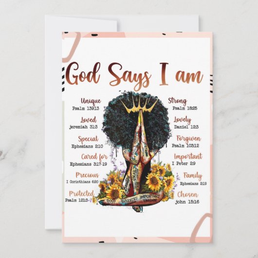 神は私は黒いクリスチャン女性Sistaメラニンであると言う 招待状 (正面)