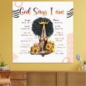 神は私は黒クリスチャン女性メラニン女性であると言う キャンバスプリント (インサイチュ (リビング))