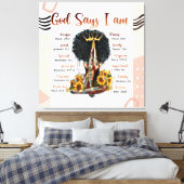 神は私は黒クリスチャン女性メラニン女性であると言う キャンバスプリント (インサイチュ (寝室))