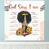 神は私は黒クリスチャン女性メラニン女性であると言う キャンバスプリント (インサイチュ (ウッドフロア))