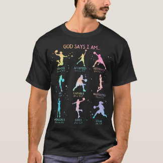 神は私をこう言います キリスト教バスケットボール タイ Tシャツ