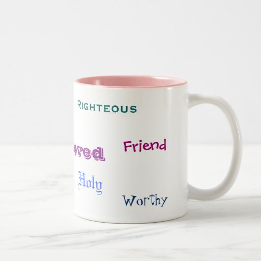 神は私をマグと電話します ツートーンマグカップ (右)