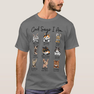 神は私を猫だと言っています 面白い猫好き 聖書の言葉 キリスト教 Tシャツ