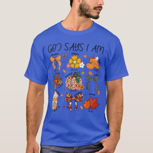 神は私を秋の気分にさせてくれる 秋のクリスチャン女性用 Tシャツ (正面)