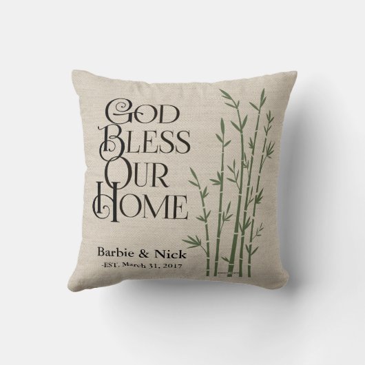 神は私達の家を賛美します: パーソナライズ クッション (裏面)