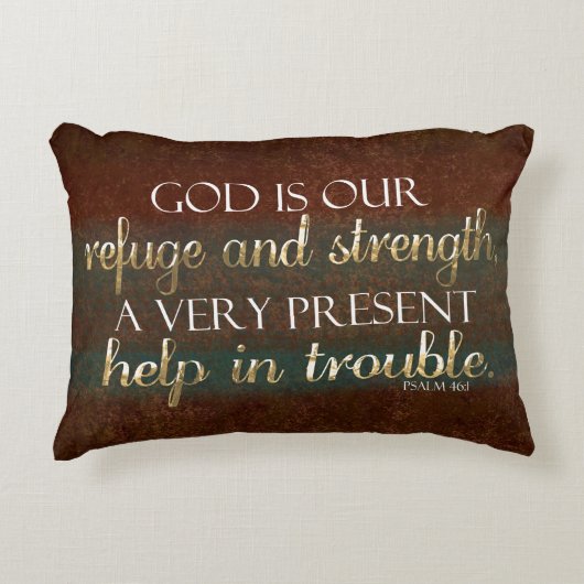 神は私達の非難のキリスト教の聖書の詩ブラウンまたは金ゴールドです アクセントクッション (正面)