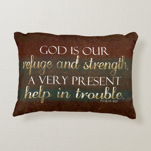 神は私達の非難のキリスト教の聖書の詩ブラウンまたは金ゴールドです アクセントクッション (裏面)