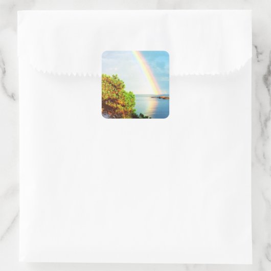 神は空に虹を設定した写真デザイン スクエアシール (バッグ)