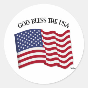 神は米国の旗が付いている米国を賛美します ラウンドシール