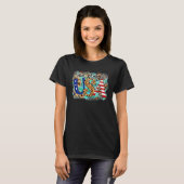 神は米国の星とストライプヒョウを祝福 Tシャツ (正面フル)