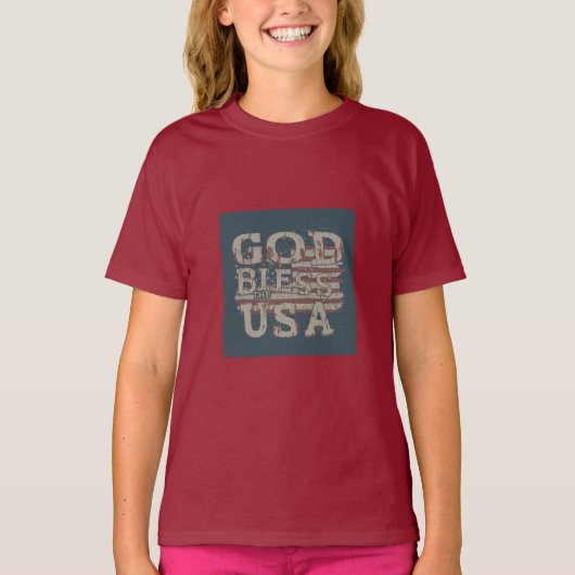 神は米国を祝福するデザイン Tシャツ (正面)