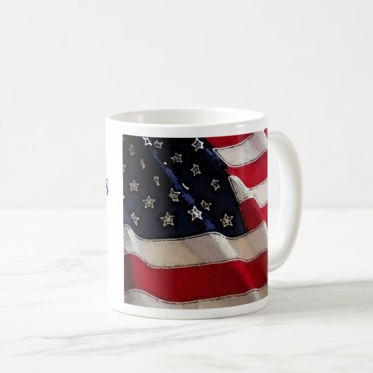 神は米国旗のマグを賛美します コーヒーマグカップ (正面右)