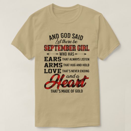 神は耳を持つ9月の女の子がいると言った Tシャツ (デザイン正面)