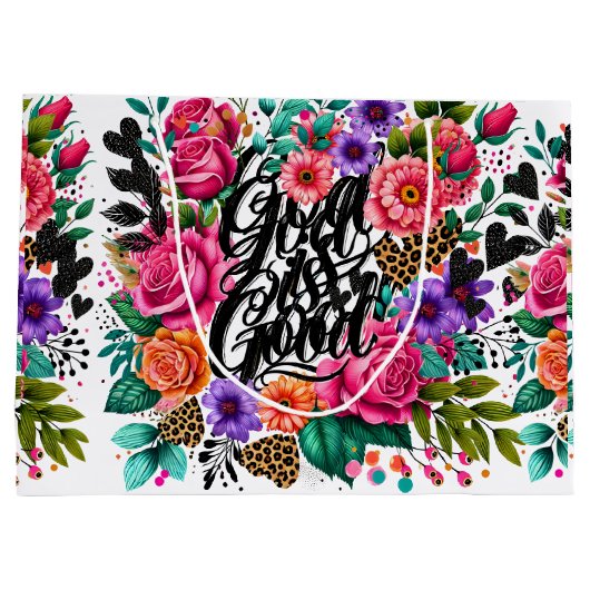 神は聖なるキリスト教の抱き枕で贈り物をする ラージペーパーバッグ (裏面)