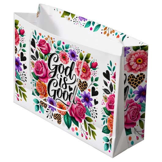 神は聖なるキリスト教の抱き枕で贈り物をする ラージペーパーバッグ (正面アングル)