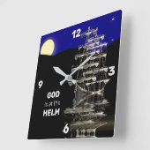 神は舵輪の船の時計、クリスチャンにあります スクエア壁時計 (傾斜)