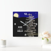 神は舵輪の船の時計、クリスチャンにあります スクエア壁時計 (ホーム)