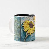 神は良いひまわりと太陽の光 ツートーンマグカップ (正面左)