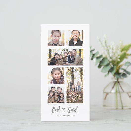 神は良い宗教的なクリスマスの写真コラージュのカード シーズンカード (スタンド正面)