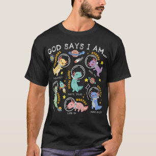 神は言われました私はアウト+スペース+アホロートル聖書クリスチャン Tシャツ
