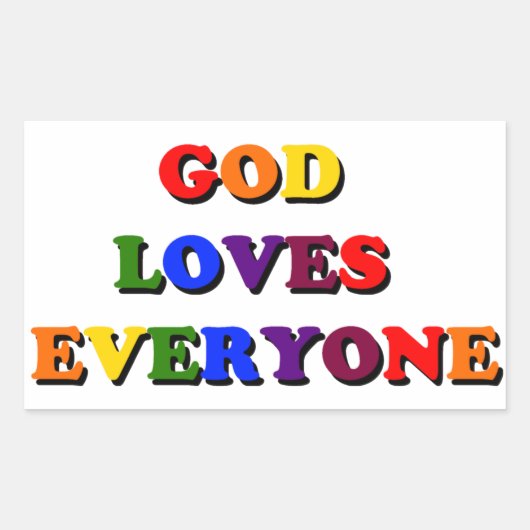神は誰もがステッカーを愛する 長方形シール (正面)