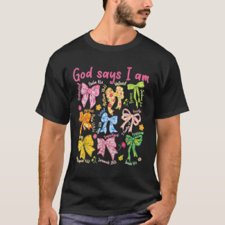 神は、あなたがコケットのピンクの弓クリスチャンの聖書であると言う Tシャツ