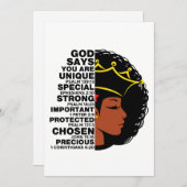 神は、あなたはメラニンのクリスチャンのシスタクイーンであると言う 招待状 (正面/裏面)