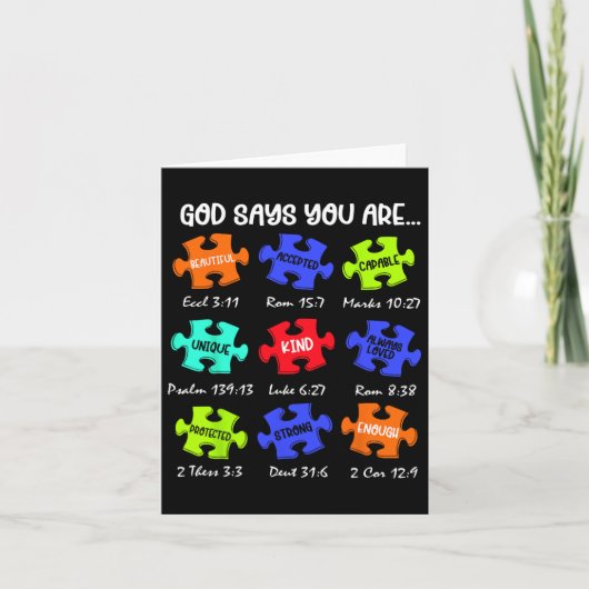 神は、あなた自閉症の意識パズルは親切であるCと言う カード (正面)