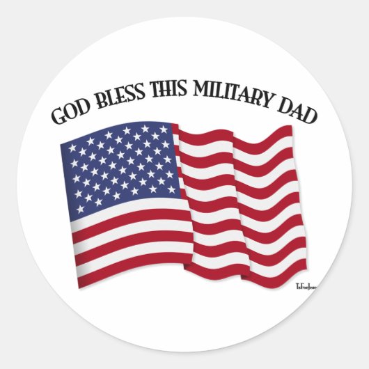 神は、この軍隊パパを米国の国旗で祝福 ラウンドシール (正面)