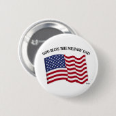 神は、この軍隊パパを米国の国旗で祝福 缶バッジ (正面&裏面)