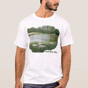 神は-ヤギの農場ここにいました Tシャツ