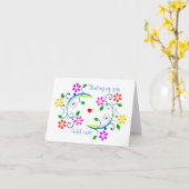 神は-花及びハートあなた及びあなたの家族を賛美するように カード (黄色い花)