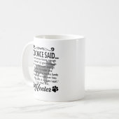 神はHeelerの青いマグを作成しました コーヒーマグカップ (正面左)