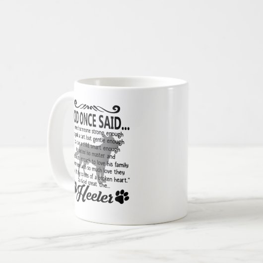 神はHeelerの青いマグを作成しました コーヒーマグカップ (正面左)