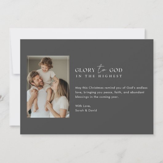 神へのキリスト教のクリスマスの栄光の宗教的な灰色 シーズンカード (正面)