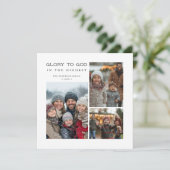 神へのシンプル宗教的な栄光クリスマス5写真 シーズンカード (スタンド正面)