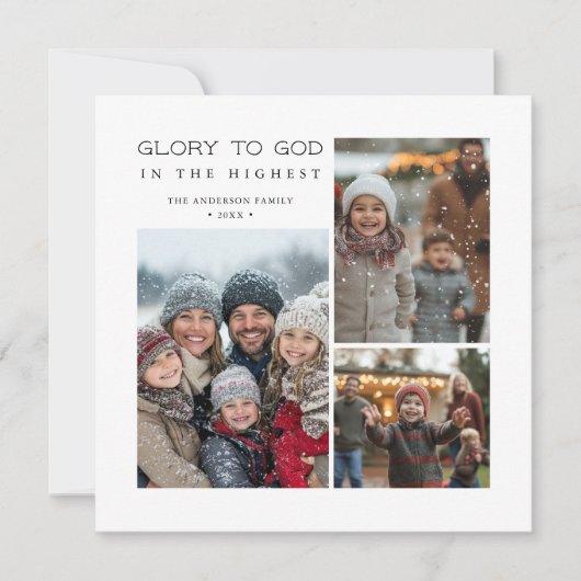 神へのシンプル宗教的な栄光クリスマス5写真 シーズンカード (正面)