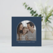 神への信仰に基づく栄光クリスマスアーチ写真ブルー シーズンカード (スタンド正面)