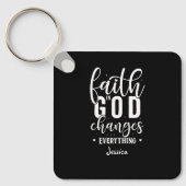 神への信仰 | 引用文やる気を起こさせるホワイトタイポグラフィ キーホルダー (正面)