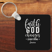 神への信仰 | 引用文やる気を起こさせるホワイトタイポグラフィ キーホルダー (正面)