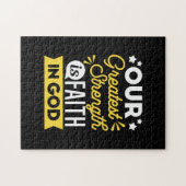 神への信仰 - 私たちの最大の力 引用 ジグソーパズル (横)