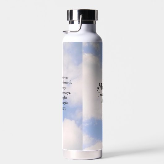 神への信頼感動的名前をカスタムするブルースカイ ウォーターボトル (右面)