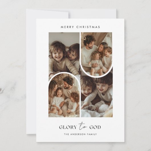 神への宗教的な信仰の栄光クリスマスアーチ写真 シーズンカード (正面)