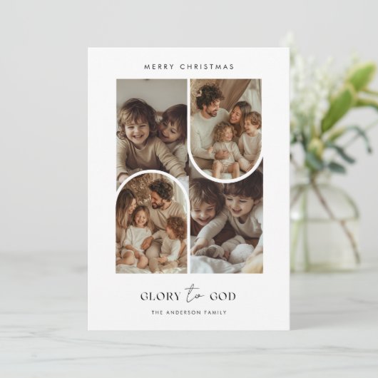 神への宗教的な信仰の栄光クリスマスアーチ写真 シーズンカード (スタンド正面)